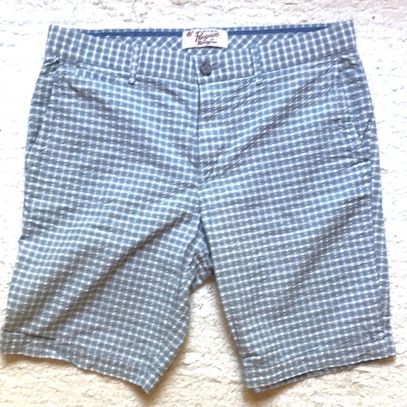 Penguin seersucker patterned shorts 10” inseam sz 34 EUC blue gray white - Picture 1 of 7